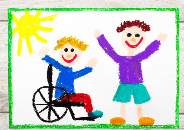 Il disegno che rappresenta un bambino con handicap, a Pisa un servizio di tate specializzate © Ansa