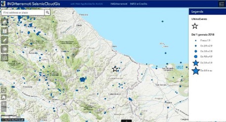 Localizzazione del terremoto del 25 aprile 2018 nella zona di Capobasso (fonte: INGV) © Ansa