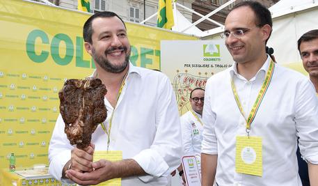 Matteo Salvini, ministro dell'Interno, con Roberto Moncalvo, presidente di Coldiretti © ANSA