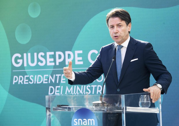 Il presidente del Consiglio Giuseppe Conte durante l'evento Snam The Hydrogen Challenge 2019 © ANSA