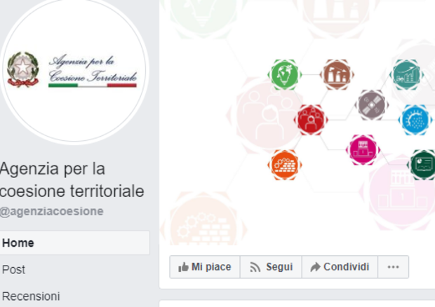 La pagina Facebook dell'Agenzia per la coesione territoriale - fonte: Facebook (foto: Ansa)