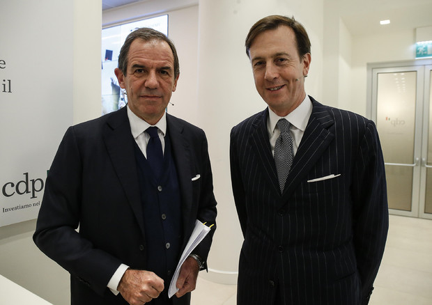 Giovanni Gorno Tempini e Fabrizio Palermo, rispettivamente presidente e amministratore delegato di Cassa Depositi e Prestiti © ANSA 
