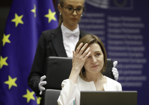 Moldovan President Maia Sandu at EU Parliament (ANSA)