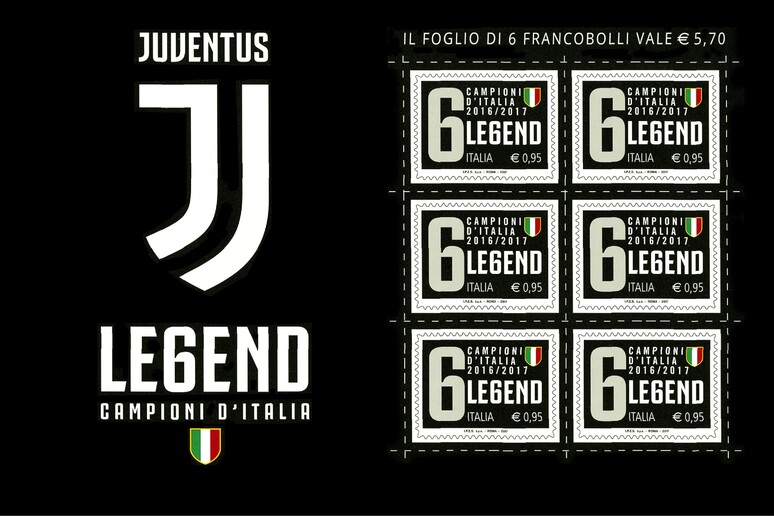 Il nuovo francobollo per commemorare i sei scudetti di fila della Juventus - RIPRODUZIONE RISERVATA