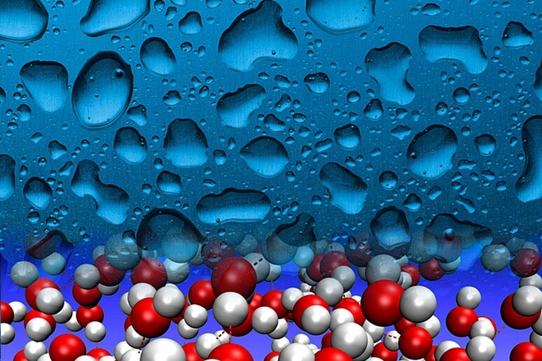 Rappresentazione grafica di molecole d 'acqua (fonte: Omololu Akin-Ojo, David Barczak, University of Delaware) - RIPRODUZIONE RISERVATA
