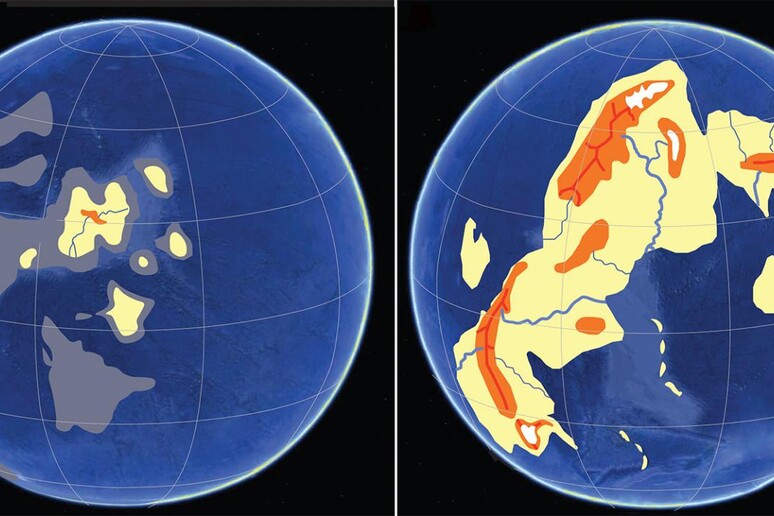 Rappresentazione grafica della Terra 2,4 miliardi di anni fa, prima e dopo il Grande evento di ossidazione (fonte: Ilya Bindeman) - RIPRODUZIONE RISERVATA