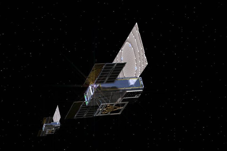 Raffigurazione artistica dei satelliti gemelli Marco nello spazio (Fonte: NASA/JPL-Caltech) - RIPRODUZIONE RISERVATA
