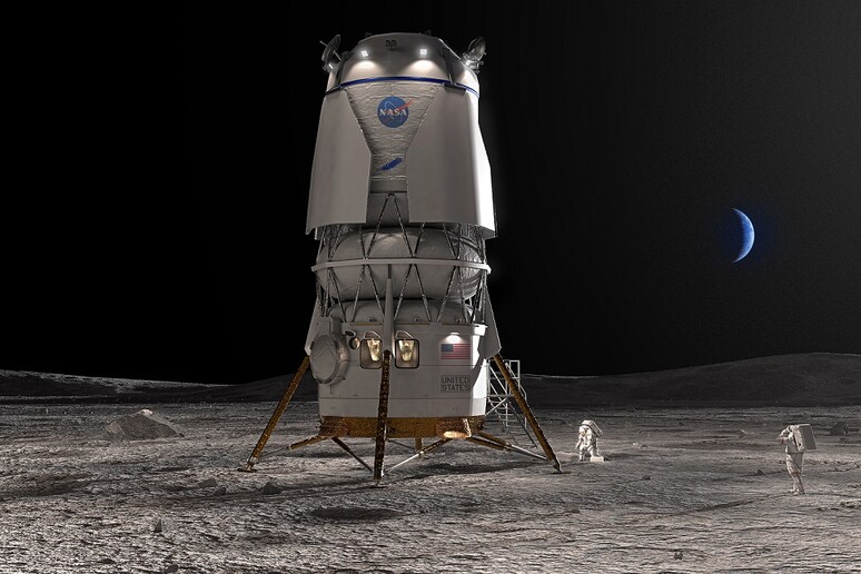 Rappresentazione artistica del lander lunare Blue Moon (fonte: Blue Origin) - RIPRODUZIONE RISERVATA