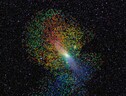 Misurati i movimenti di quasi 7.500 stelle all’interno della Galassia di Andromeda: in blu quelle che si muovono verso la galassia, in verde quelle stazionarie, in rosso quelle che si allontanano (fonte: NoirLAB) (ANSA)