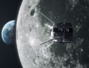 Rappresentazione artistica del lander dell'azienda privata ispace nell'orita lunare (fonte: ispace) (ANSA)