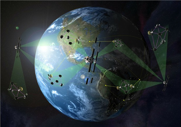 Rappresentazione artistica della rete di satelliti nell'orbita terrestre (fonte: MaxPixel's contributors) © Ansa