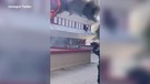 Roma, incendio nella caserma dei carabinieri: militare si cala da una finestra (ANSA)