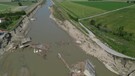 Maltempo in Emilia-Romagna, emergono le macerie del ponte della Motta (ANSA)