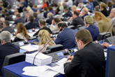 Il Parlamento europeo al momento del voto - fonte: PE (ANSA)