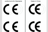 Il marchio CE europeo e quello cinese (ANSA)