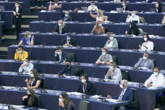 I cittadini in una sessione plenaria dei panel sulla Conferenza futuro Europa a Strasburgo (ANSA)