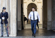 Matteo Salvini esce da Palazzo Chigi (ANSA)