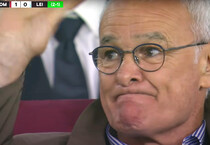 In un fermo immagine tratto da Youtube, Claudio Ranieri, ex allenatore di Leicester e Roma, commosso (ANSA)