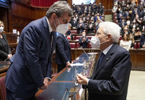 Mario Calabresi e il presidente Mattarella (ANSA)