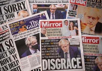 UK media reacts to Prime Minister Boris Johnson apology following lockdown party allegations [ARCHIVE MATERIAL 20220113 ] (ANSA)