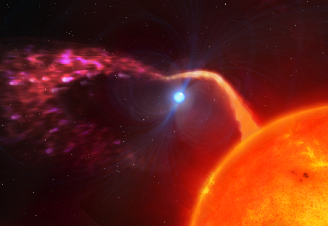 Rappresentazione artistica della stella LAMOST J024048.51+195226.9, dalla rotazione più veloce mai vista in una nana bianca (fonte: University of Warwick/Mark Garlick)