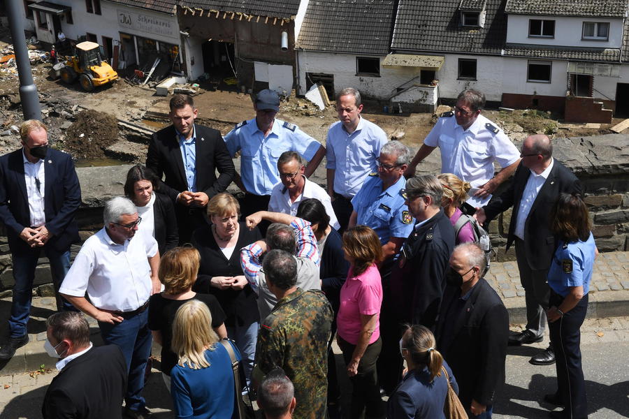 German Chancellor Merkel visits flood affected areas © Ansa
