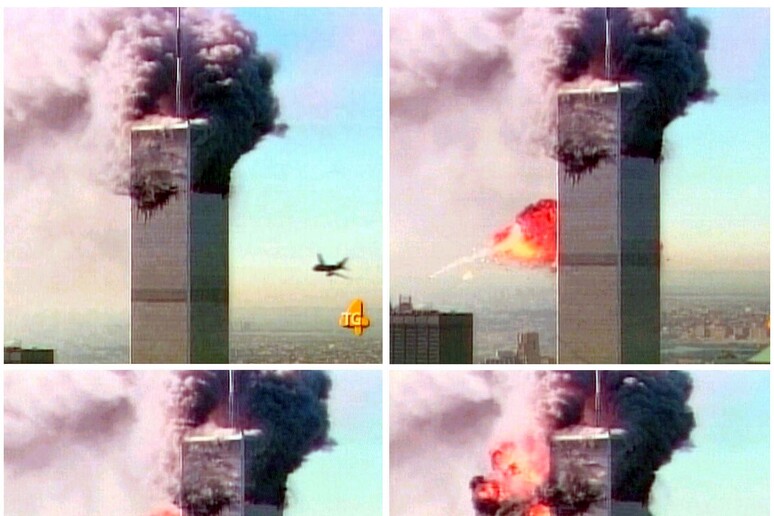 Una sequenza di  immagini tratte dal Tg4 che mostrano l 'impatto di un secondo velivolo contro una delle due torri del  World Trade Center - RIPRODUZIONE RISERVATA