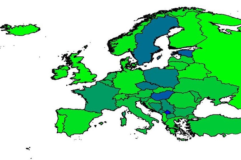 L 'incidenza dei casi di infezione da SarsCoV2 in Europa (fonte: Giovanni Sebastiani/CNR) - RIPRODUZIONE RISERVATA