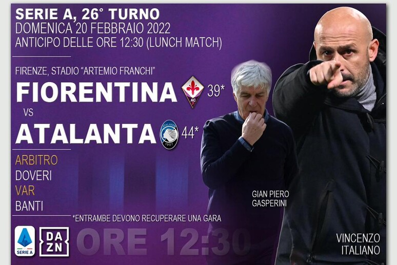 Serie A, Fiorentina-Atalanta (elaborazione) - RIPRODUZIONE RISERVATA