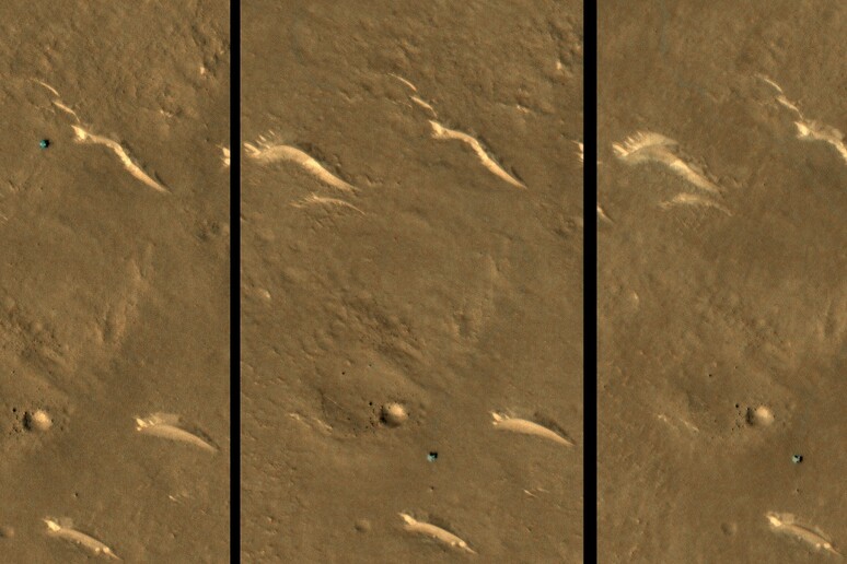 Il rover Zhurong nelle immagini della sonda Mro (fonte: NASA/JPL-Caltech/UArizona) - RIPRODUZIONE RISERVATA